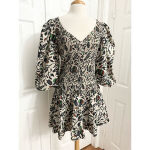 Love the Label Willow Black Audrey Dress Multicolor Floral Print Smocked Large